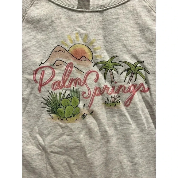 VNTG Old Navy Sweatshirt Palm Springs Graphic Mottled Gray‎ Women’s Size Small - Picture 2 of 4